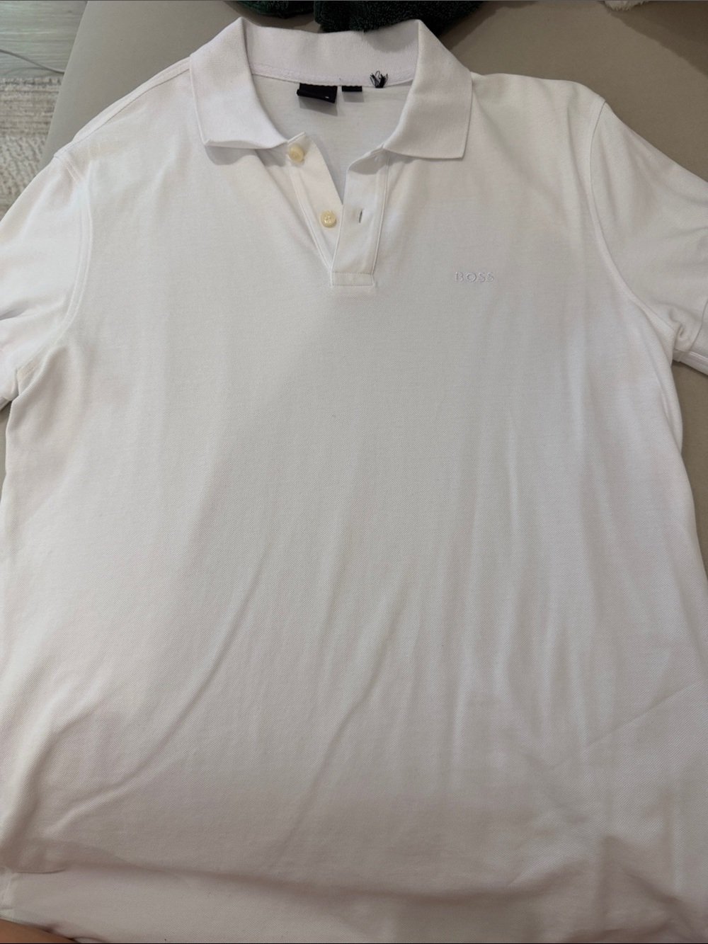 Boss Men's White Polo Shirt with Subtle Logo